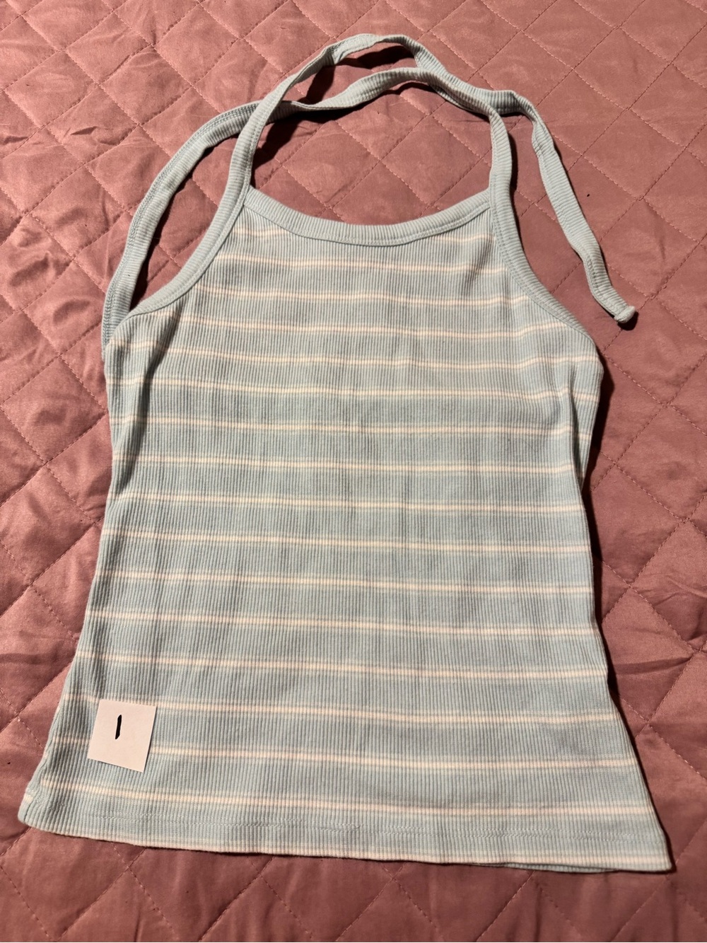 Light Blue and White Striped tie tank top